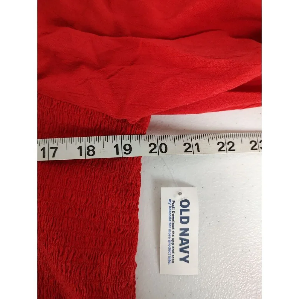 Old Navy Womens XXL Red Smocked Peplum Top Long Sleeve Square Neck Back Cutout - Picture 3 of 7